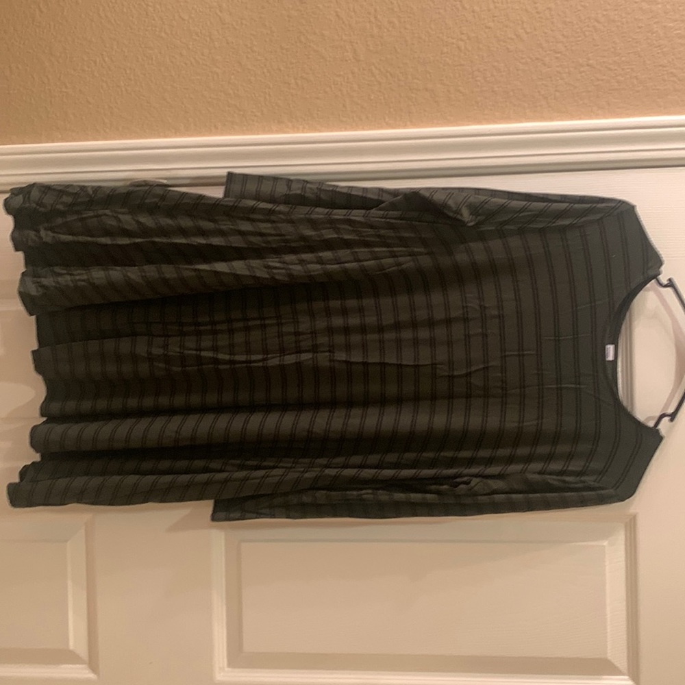 Long sleeve striped olive swing dress